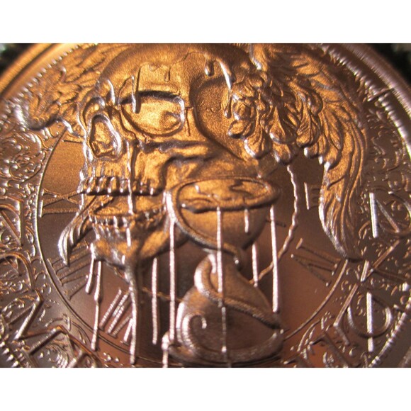 Tempus Fugit-Time Flies-Fine Copper Ultra High Relief Round/Pendant - Picture 2 of 7